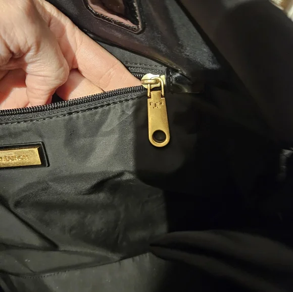 Tory Burch Ella Nylon & Patent Leather Black Tote Bag - Picture 8 of 14